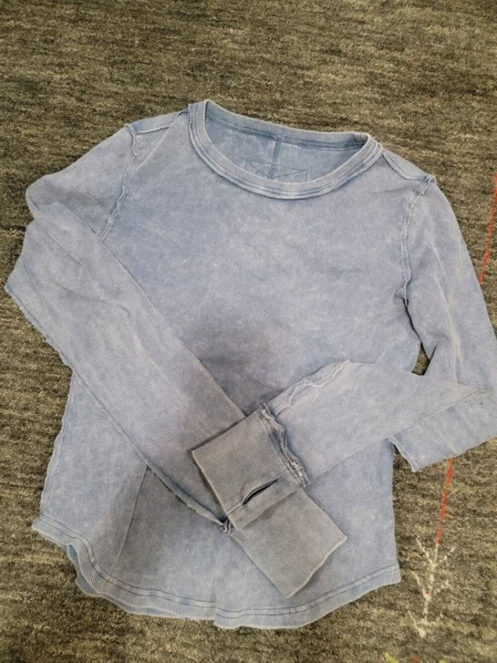 Y2K WASHED BLUE 100% COTTON LONG SLEEVE JUMPER TOP